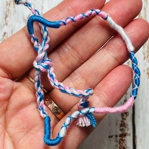 Blue & Pink Macrame Wrapped Bracelet (Free w/ Bundle)